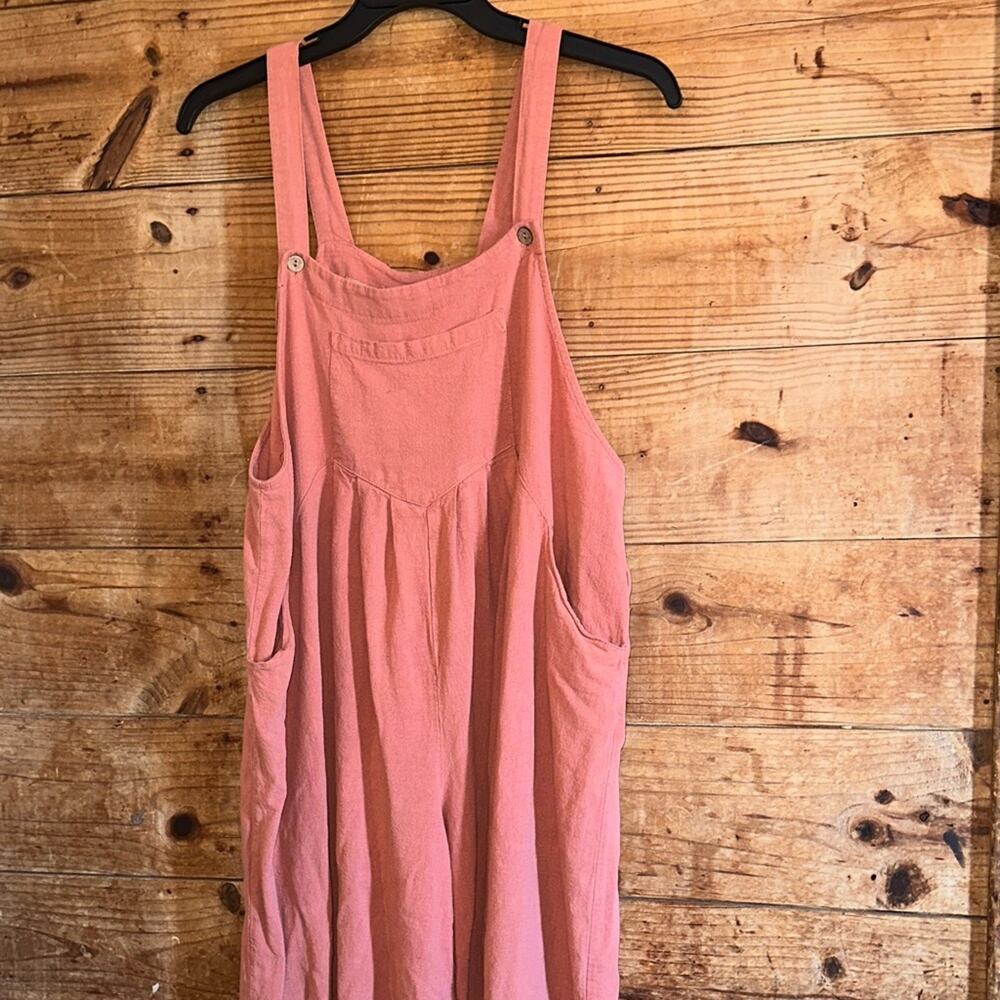 Anrabess Peachy Cropped Wide Leg Boho Jumpsuit Overalls